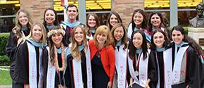 Dean Miller with Chapman students at Commencement